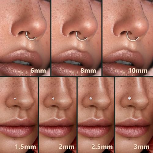 ORAZIO 18G 20G Nose Rings Studs Surgical Steel Gold/Silver Nose Rings for Women Men Hypoallergenic CZ L Shaped/Corkscrew/Straight Nose Studs Hinged Clicker Nose Rings Hoops Tiny Lip Stud Septunm Conch Ring Cartilage Earrings Body Piercing Jewelry4