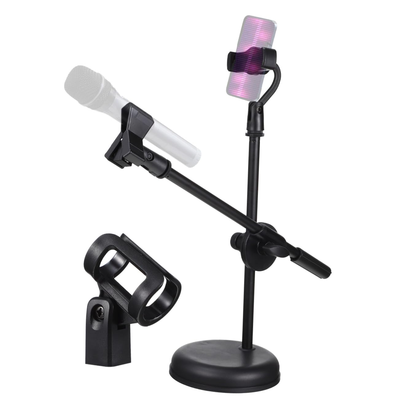 POPETPOP 1Juego Soporte de Micrófono Ajustable con Soporte Teléfono y Clip u Grabación y Streaming
