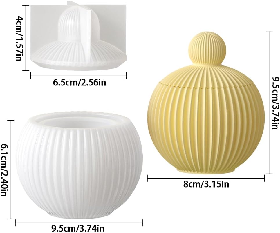 Striped Candle Jar UV Resin Molds Silicone Plaster Epoxy Molds for Crafts