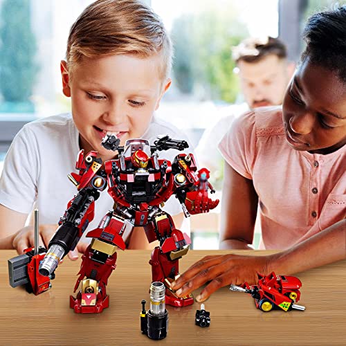 Creative City Justice Hero Super Soldier Mecha Model Building Kit, 588Pcs Red Action Figures Sci-Fi Cool Robot Warrior Toy Set, Best Birthday Gift For Teens And Boy/Compatible With Lego/ #TOP1