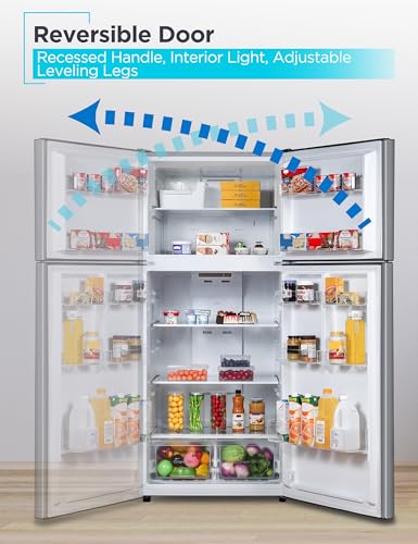 Image of BLACK+DECKER 18.1 Cu. Ft. Top Mount Refrigerator with Ice Maker, 2-Door Refrigerator with Top Freezer, Freezer with Icemaker and Adjustable Temperature Control, ENERGY STAR, BR1810HIMS, Stainless Look