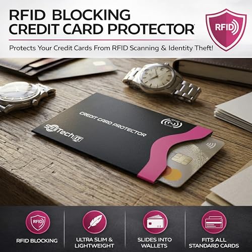 Image of SaiTech IT RFID Blocking Sleeves, Set of 12 Color Coded Secure Envelopes for Credit & Debit Cards, Anti-Theft Protection, Ultra-Slim Travel Essential - Black