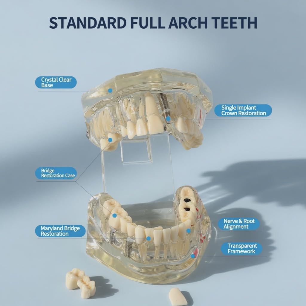 Modèle Dent, Modèle Dentaire Pédagogique Transparent Amovible, Implant Dentaire Modèle, Modèle Médical d'Enseignement, Modèles et Matériel Dentaire Éducatif pour Étude de la Maladie