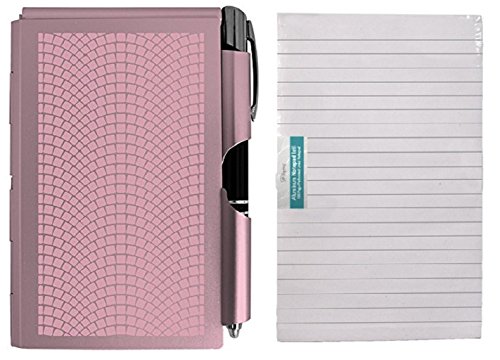 Wellspring Metal Note Pad Case With LED Lighted Pen and Extra Pad Refill 100 Sheets, Bundle (Rose)