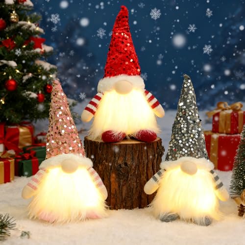 Akxlax 3 Stück GNOME Wichtel Weihnachten mit Timer, Weihnachtsdeko...