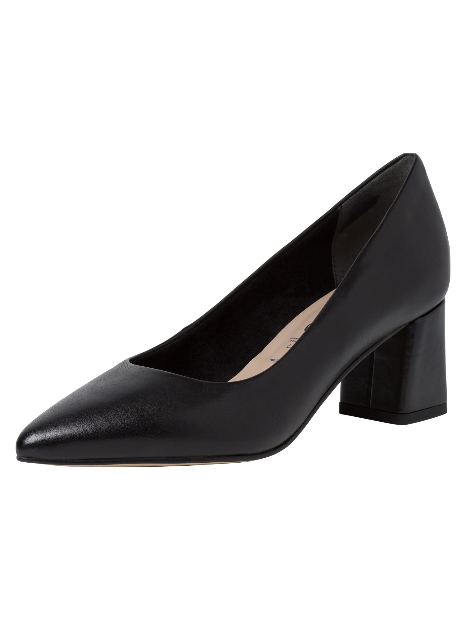 Tamaris Women's Leather Block Heel Court Shoes, Black (Black Leather), 5 UK