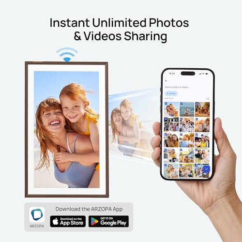 Image of ARZOPA 15.6 inch Large Digital Picture Frame Free Cloud Storage No Subscription 1920X1080 FHD Touchscreen Anti-Glare Electric Photo Frame Slideshow Custom Gift Mode for Family and Friends