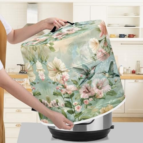 Image of Cozeyat Hummingbird Floral Pressure Cooker Cover Rice Cooker Cover Kitchen Appliance Organizer Bag for 3 Quart Air Fryer,Dust Protection & Stain Resistant