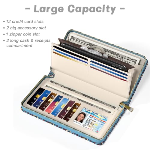 Image of Aiawoxc Womens Wallet, RFID Wristlet Wallets for Women, Ladies Clutch Purses, Large Travel Card Holder with Phone Holder | RFID