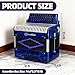 Accordion - 31 Key Diatonic, 12 Bass Buttons (G/C/F Tuning), Push-Pull Isochord Design, Beginner-Friendly Adult Set with Case, Gloves & Cleaning Wipes (Blue)