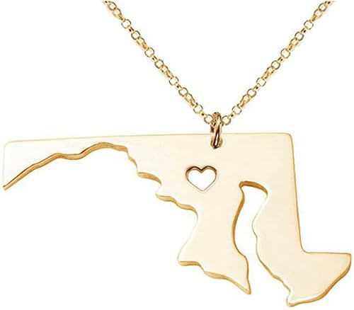 Colgante de plata de oro de 18 quilates con colgante de mapa del estado de Maryland