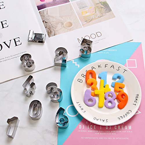 Surgehai Number Cookie Cutters –1.7" Stainless Steel Cake Decorating Number Cutters With Cut-Outs, 9-Piece Set #TOP3