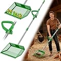 TOOGE Large Chicken Poop Scooper: 2-in-1 Metal Pooper Scooper & Rake Adjustable 62" Long Handle Stainless Steel Sand Sifting Litter Shovel Chicken Coop Scoop Cleaning Tool for Goat Farm Yard Green
