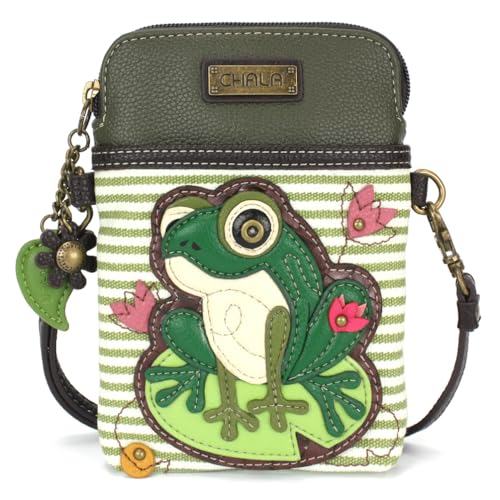 Image of CHALA Garden Animal Collection Cell Phone Crossbody Purse-Women PU Leather /Canvas Multicolor Handbag with Adjustable Strap