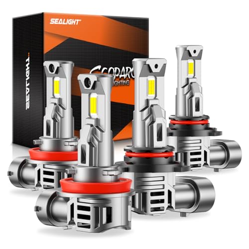 SEALIGHT 9005 H11 Lights Bulb Combo 80000LM 800% More Light High-Performance Fog and Off-Road Lights 9005/HB3 H11/H9/H8 Fog Light Pack of 4