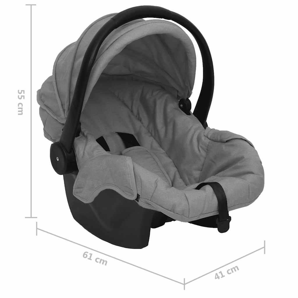 Cochecito 3 en 1 con diseño plegable en color gris claro y negro, acero ligero, plegable, para ciudad y viaje, incluye capazo, toldo, función reclinable y protector de lluvia