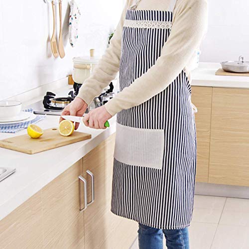 Image of KPNG Cotton Linen Cooking Apron Adjustable Kitchen Apron Soft Chef Apron with Pocket for Women and Men