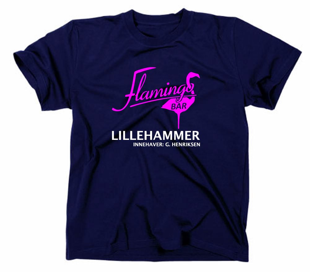 Styletex23 Men's Blue Lilyhammer Flamingo Bar Logo T-Shirt, Xxl, Navy