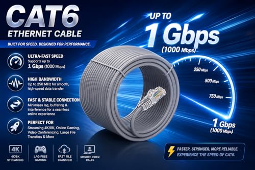 Image of 25 Meter Cat 6 Hi-Speed Ethernet LAN Cable Heavy Duty Cord Waterproof Cat6 Network Internet RJ45 Patch Cable, (25m)
