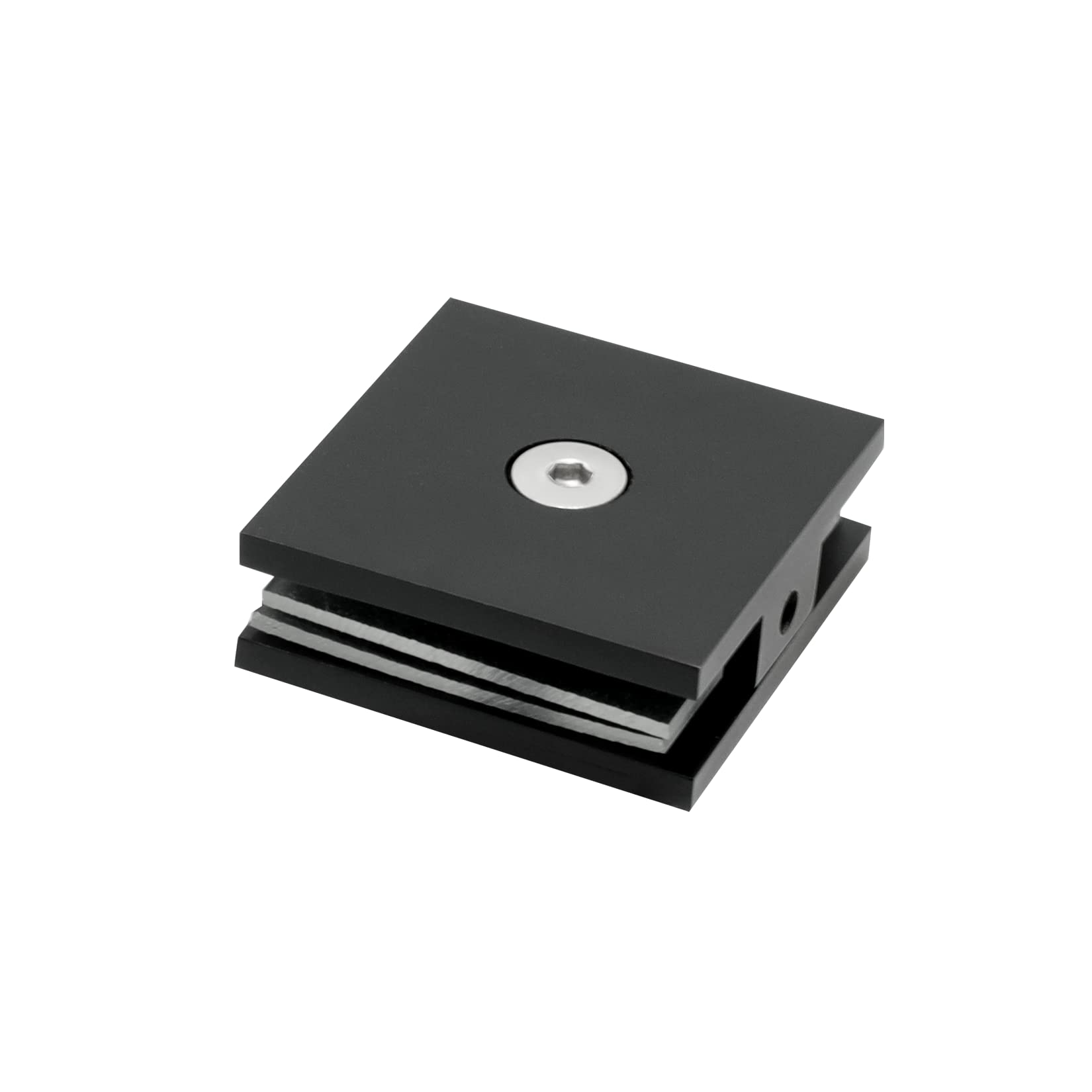 CKB Brass Glass Clamp for 5/16"-3/8"(8mm-10mm) Glass, Matte Black, 2"*2"(50mm*50mm) U-Clamp for Shower Door Mount.