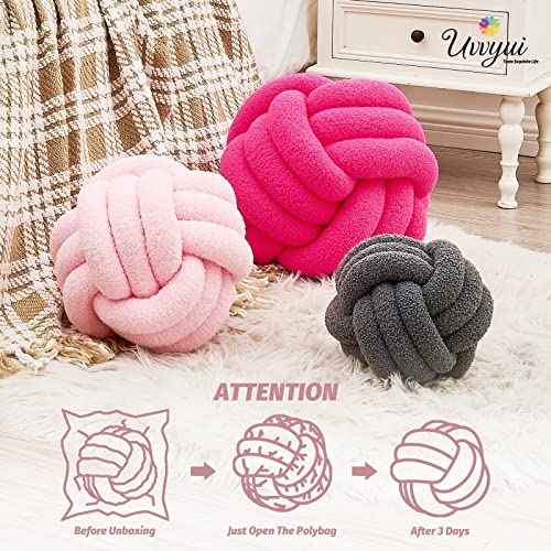 Image of Uvvyui Knot Pillow Ball, Soft Home Decorative Pillows, Round Throw Pillow, Handmade Knotted Plush Pillow, Round Boucle Pillow Cushion (11 Inches Pink)