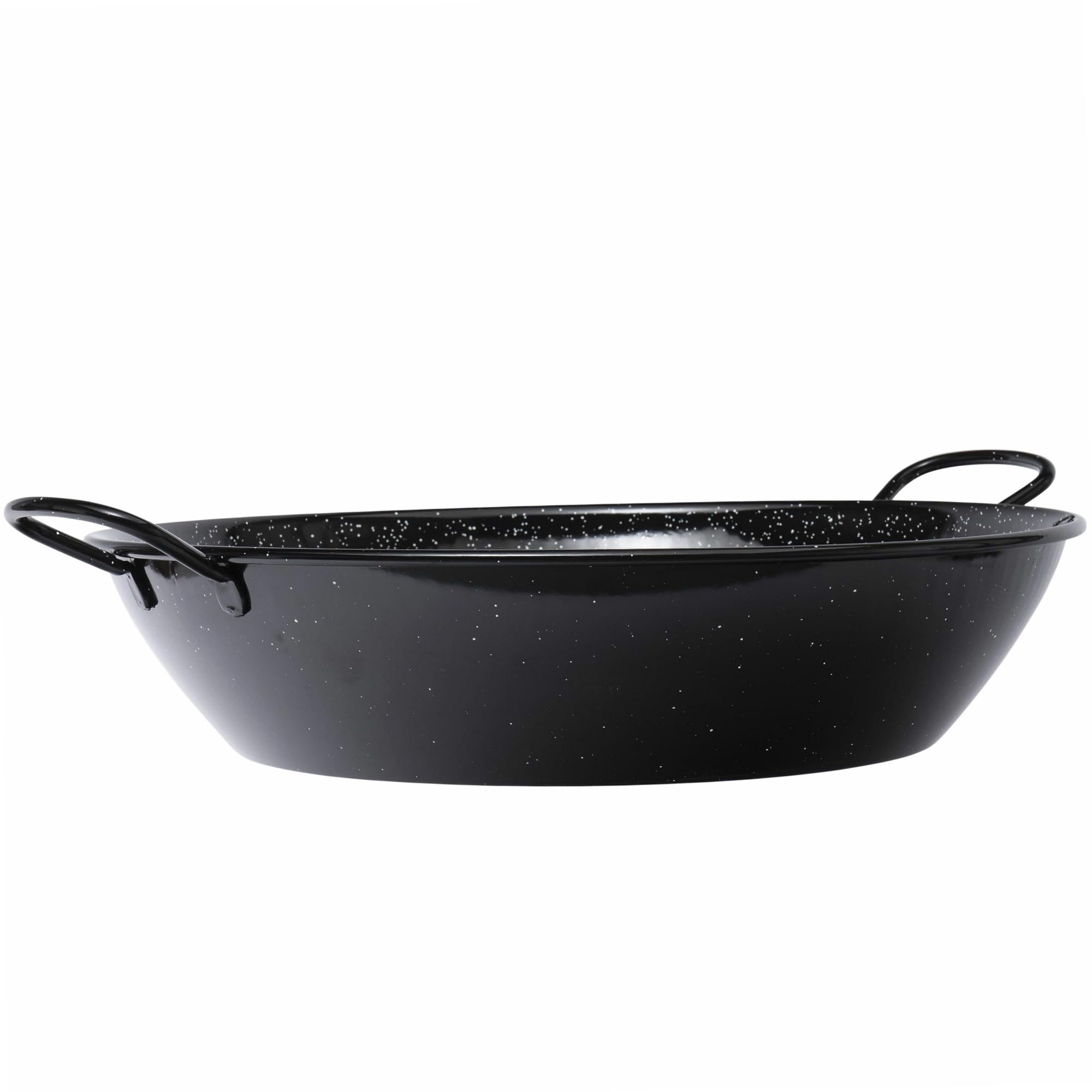 La Valenciana - Padella per frittura, in Acciaio smaltato con 2 Manici, 50 cm, Colore: Nero