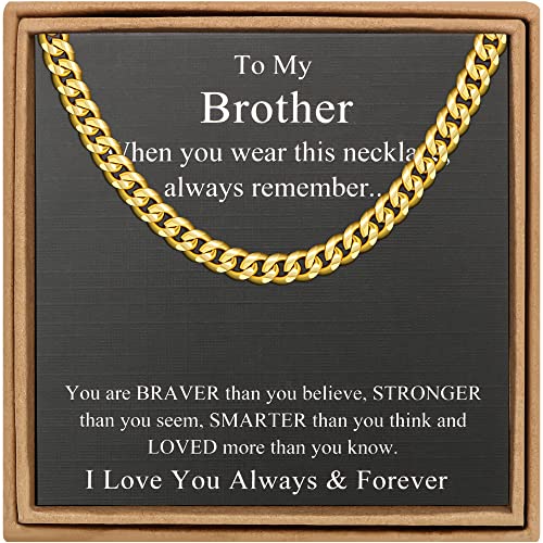 Image of JoycuFF Gifts for Brother from Sister Birthday Graduation Cuban Chain 6MM 26 Inches Stainless Steel Necklace Unique Father's Day Christmas Hip Hop Jewelry