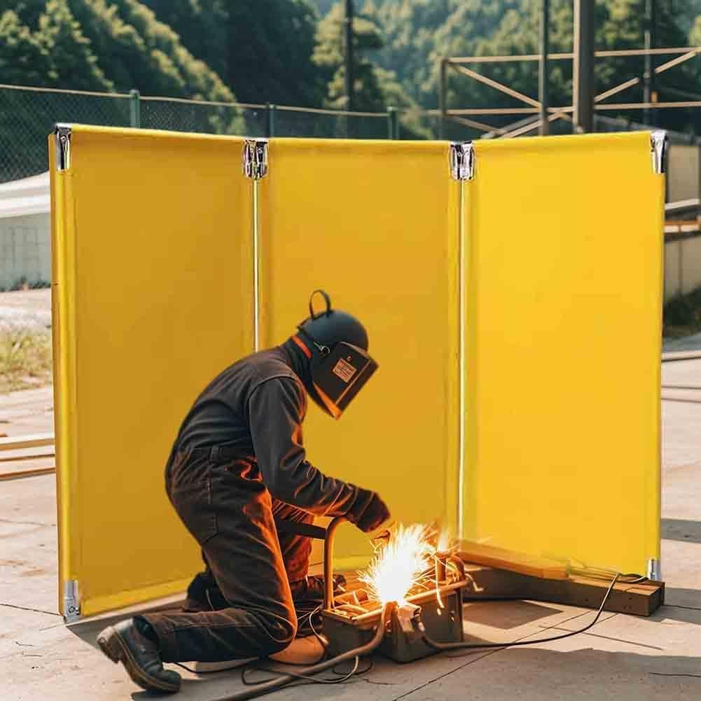 Mantas y pantallas de soldadura con marco de metal para talleres, industriales y lugares de contrato