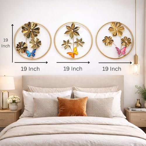 Image of Framing Hub Iron Handcrafted Round Big Leaf Metal Wall Art | Multicolor Abstract Wall Frame Decor for Living Room, Bedroom, Drawing Room Home Decoration (Size 19x19 Inch)