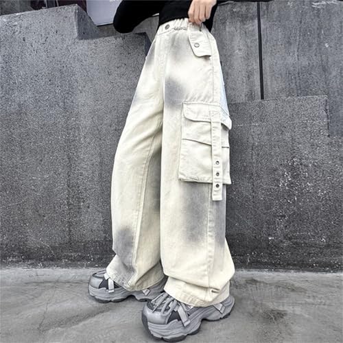 Oversized Streetwear Cargos for Girls Tie Dye Hip Hop Cargo Jeans High Waisted Wide Leg Parachute Pants Loose Trousers4