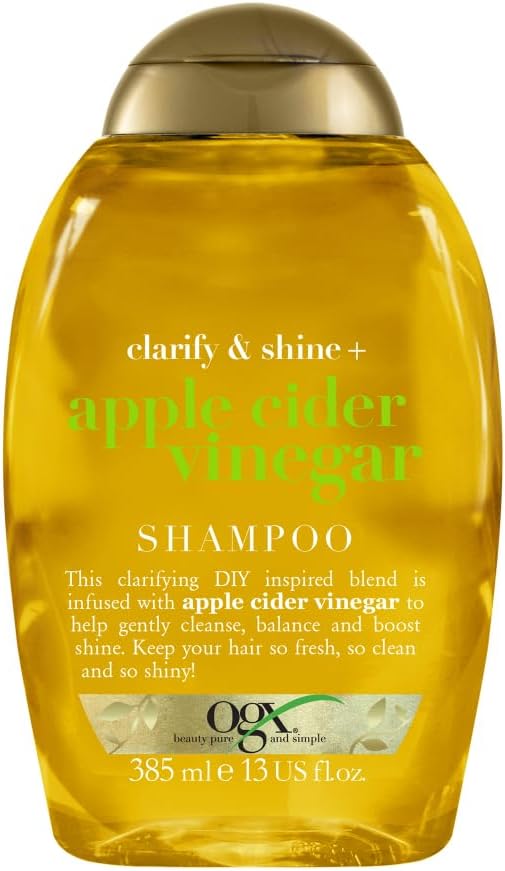 OGX Clarify & Shine+ Apple Cider Vinegar Shampoo with Anti-Dandruff Formula (1x 385ml), Gentle yet Effective Haircare to Relieve Dandruff and Itchy Scalp, Promoting a Healthy, Flaky-Free Scalp