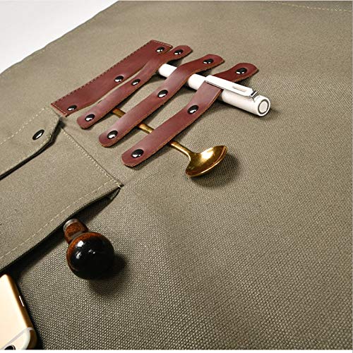 tablier Tablier d'outil Tableau ciré Toile de dessus Qualité véritable Tablier en cuir véritable Tablier de sangle de l'huile Resistant Resistant Resistant peintre jardinier travail uniforme