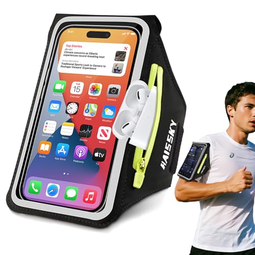 Brassard Telephone Sport Universel Porte Telephone Course a Pied avec Pochette D'écouteurs Brassard Running Jogging pour iPhone 15 14 13 12 Pro Max Samsung...
