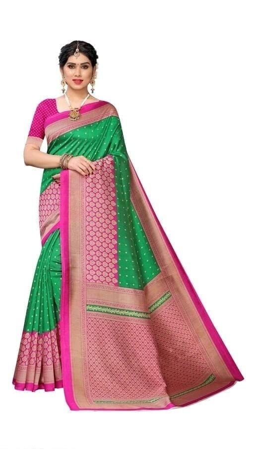Salooni Women's Art silk Saree with Unstitched blouse piece.