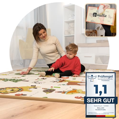 Mallie® Spielmatte Baby Faltbar Schadstoffrei [Patentierte Schutzschicht] Krabbeldecke Baby,...
