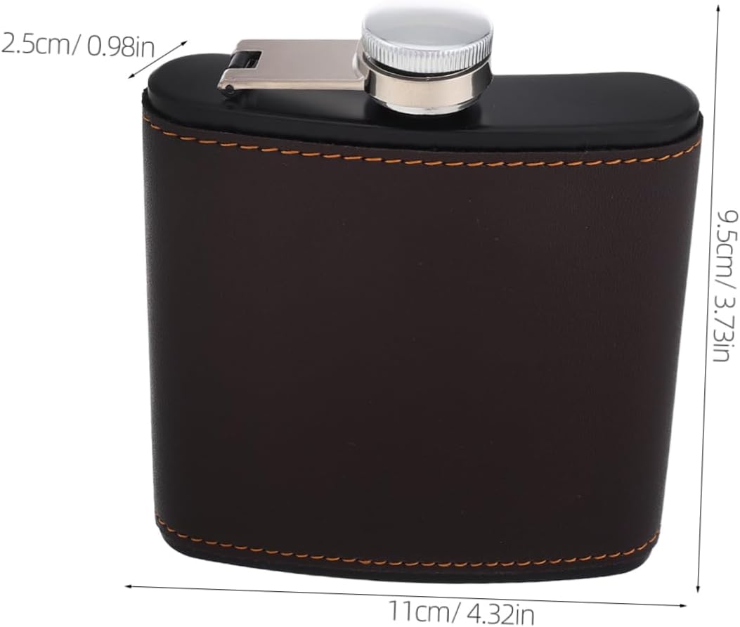 6oz Stainless Steel Hip Flask with Leather Cover for Camping image 2