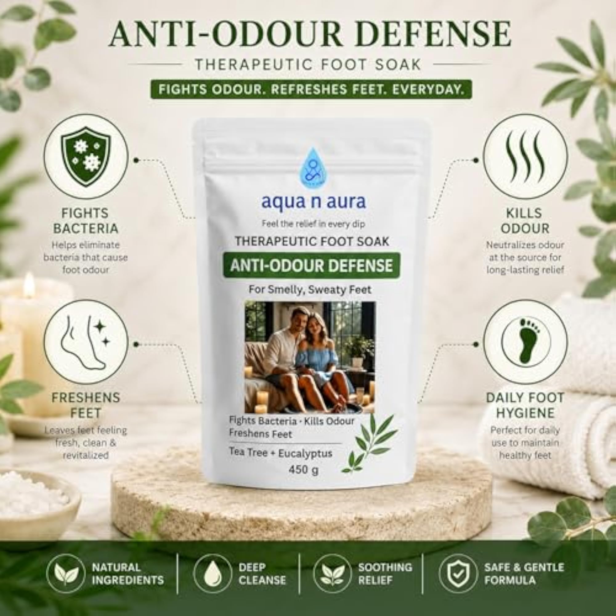 Therapeutic Anti-Odour Foot Soak with Tea Tree & Eucalyptus