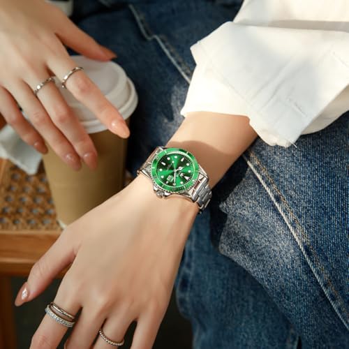 Image of OLEVS Womens Watch Classic Dress Number Female Watches for Ladies Analog Quartz Stainless Steel Waterproof Luminous Day Date Two Tone Easy to Read Wristwatch