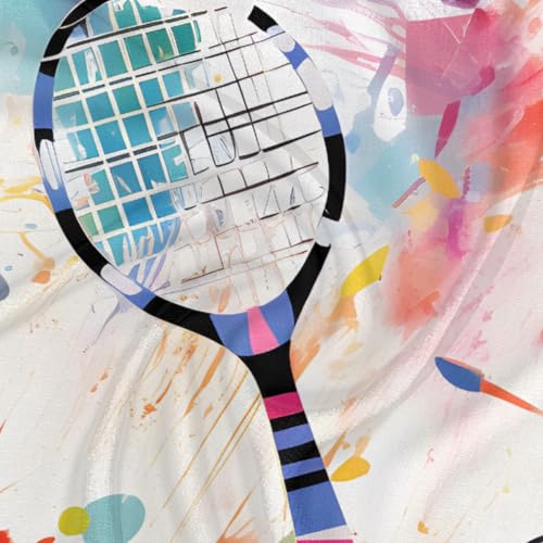 Tennis Racket Silk Like Head Scarf for Women Silk Satin Neck Scarf 23.6" x 23.6" Breathable Lightweight Printed Bandana Square Scarf for Hair Wrapping, Sleeping3