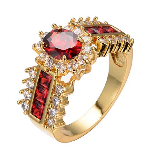 Bague de fiançailles Feng Shui femme Or Jaune 14 carats Rubis taille 6-10