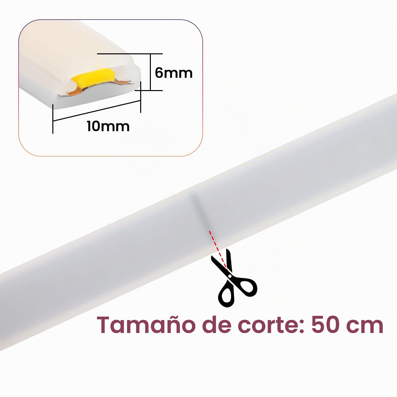 220V COB LED tira de neón，30m luz blanca 6000K，Recortable, impermeable y flexible，Diseño DIY，Ideal para decorar dormitorios, salones, salas de juegos, cocinas y tiendas