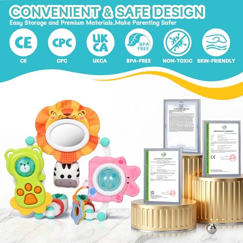 Image of Orzbow Adjustable Stroller Hanging Toys, Arch Crib Mobile with Fascinating Toys to Stimulate Baby's Senses and Develop Motor Skills, Baby Mobile for Bassinet, Car Seat & Bouncer, Lion