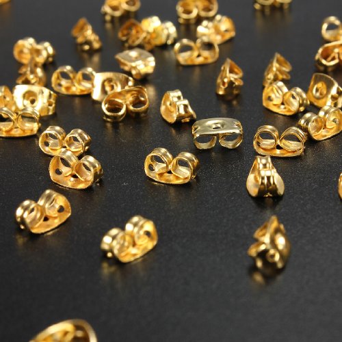 50PCS Gold Plated Butterfly Earring Backs Stopper Scrolls Ear Post Nuts Findings
