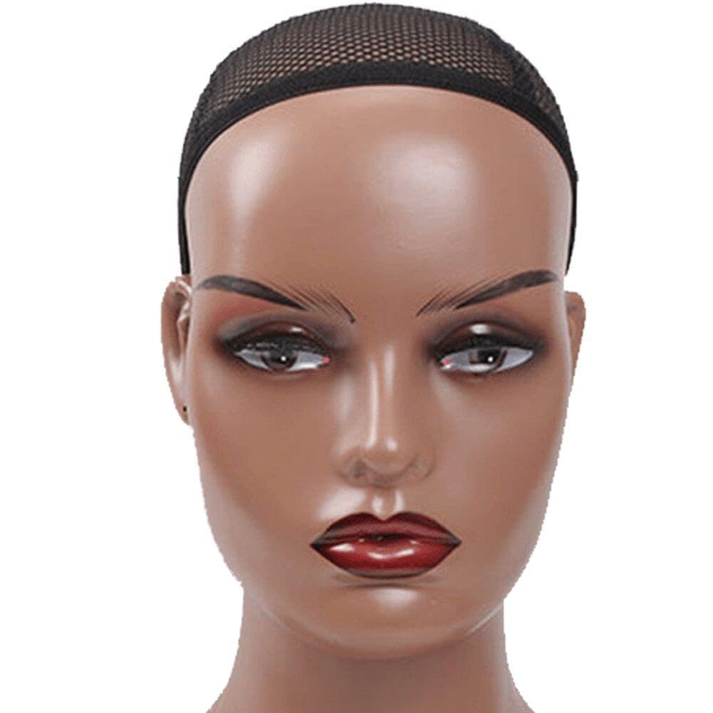 Weiblicher Realistischer Mannequin-Kopf Schultern, Afrikanisches Perücken-Display-Modell, Dunkelbraun, Beige Farben, Kopf Für Hut, Brille