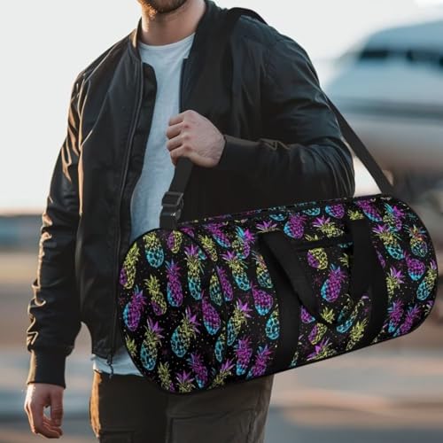 Boatee Pineapple Duffle Bag for Travel Duffel Bag for Men Large Gym Bag Casual Luggage Bag Multifunctional Handle Shoulder Bag with Adjustable Strap Lightweight Weekender Hand Bag for Sport Camp Black3