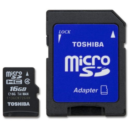 16GB Toshiba microSDHC High-Speed Memory Card + microSD Adapter (Class 10)