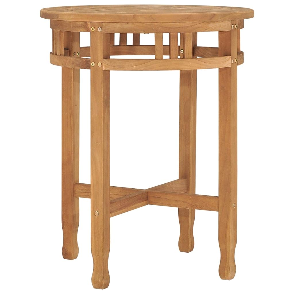 Stolik bistro z litego drewna tekowego, Ø 60 x 60 cm, okrągły stół drewniany z lakierem na bazie wody, odporny na warunki atmosferyczne, nie zajmuje dużo miejsca, do ogrodu, na taras, do