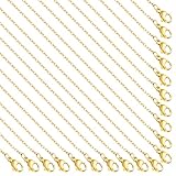 GTVOODX 20 Pack 18k Gold Plated Stainless Steel Chains Bulk for Jewelry Making, 1.8x2mm Flat Oval Cable Chain with Extender Lobster Clasps for Women Necklace DIY Jewelry Making