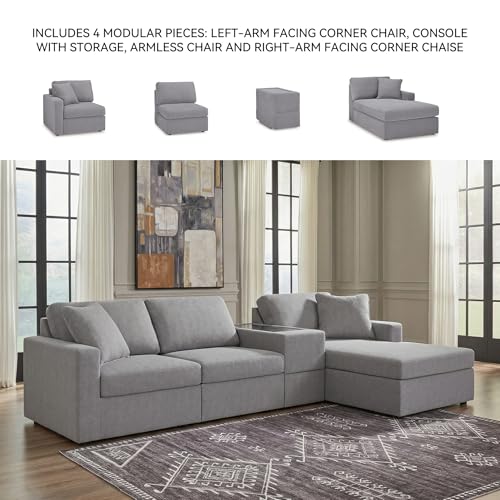 Image of Signature Design by Ashley Modular Sectional Sofa with Chaise, Granite