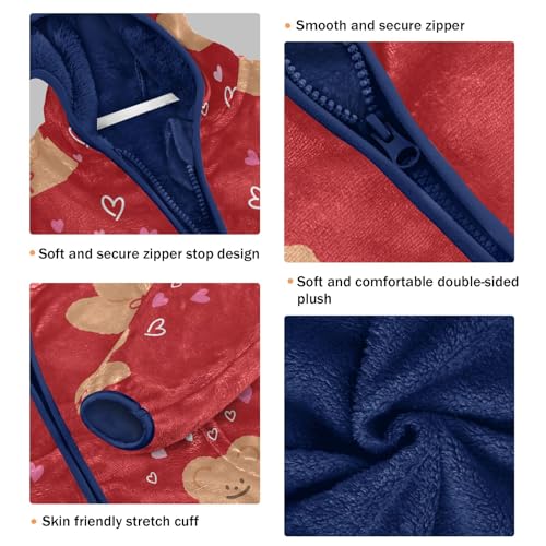 Bear with Heart for Valentine's Day Girls Fleece Jacket Girls Fall Jacket Girls Zip Up Hoodie Girls Sherpa Jacket 2-10T3